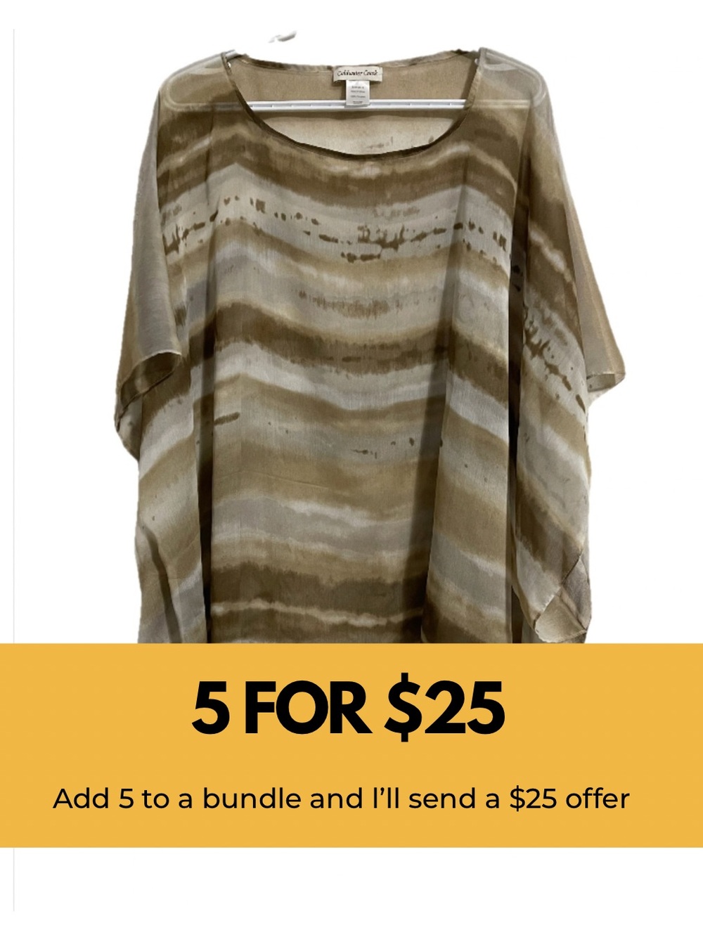 Coldwater Creek Beige and Cream Striped Sheer Flowing Top